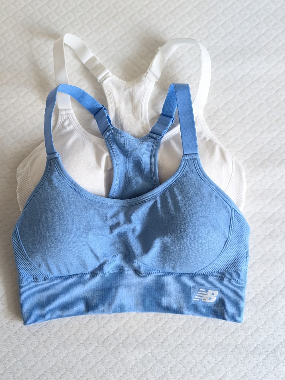 New Balance White & Blue Two Pack Sports Bra set, size M active running